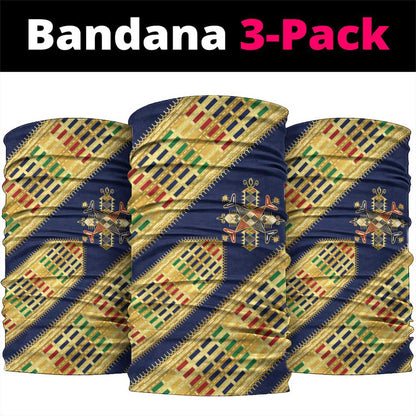 Habesha Kemis Inspired Tilet Pattern Neck Gaiter Royal Blue - Gold