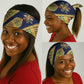 Habesha Kemis Inspired Tilet Pattern Neck Gaiter Royal Blue - Gold