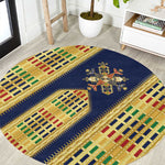 Habesha Kemis Inspired Tilet Pattern Round Carpet Royal Blue - Gold