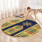 Habesha Kemis Inspired Tilet Pattern Round Carpet Royal Blue - Gold
