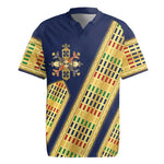 Habesha Kemis Inspired Tilet Pattern Rugby Jersey Royal Blue - Gold