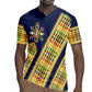 Habesha Kemis Inspired Tilet Pattern Rugby Jersey Royal Blue - Gold