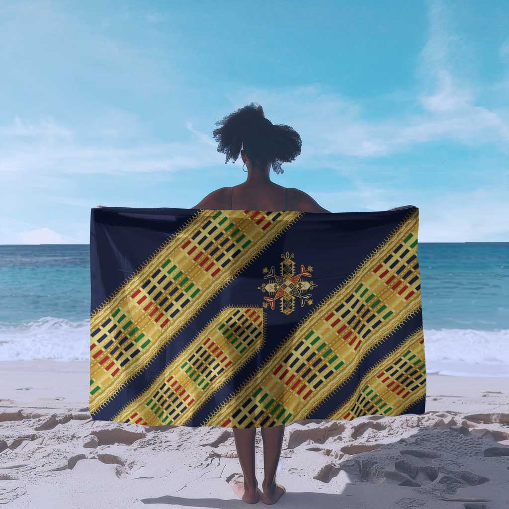Habesha Kemis Inspired Tilet Pattern Sarong Royal Blue - Gold