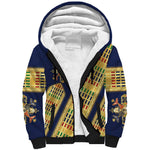 Habesha Kemis Inspired Tilet Pattern Sherpa Hoodie Royal Blue - Gold