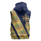 Habesha Kemis Inspired Tilet Pattern Sleeveless Hoodie Royal Blue - Gold