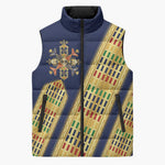 Habesha Kemis Inspired Tilet Pattern Sleeveless Puffer Jacket Royal Blue - Gold
