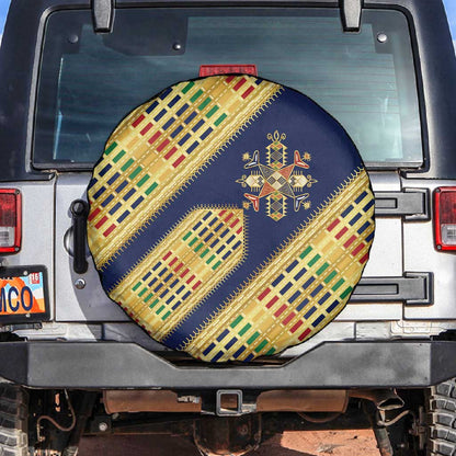 Habesha Kemis Inspired Tilet Pattern Spare Tire Cover Royal Blue - Gold
