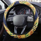 Habesha Kemis Inspired Tilet Pattern Steering Wheel Cover Royal Blue - Gold