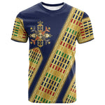 Habesha Kemis Inspired Tilet Pattern T shirt Royal Blue - Gold