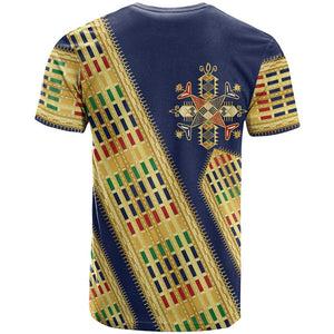 Habesha Kemis Inspired Tilet Pattern T shirt Royal Blue - Gold