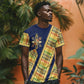 Habesha Kemis Inspired Tilet Pattern T shirt Royal Blue - Gold