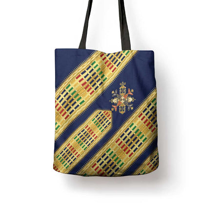 Habesha Kemis Inspired Tilet Pattern Tote Bag Royal Blue - Gold