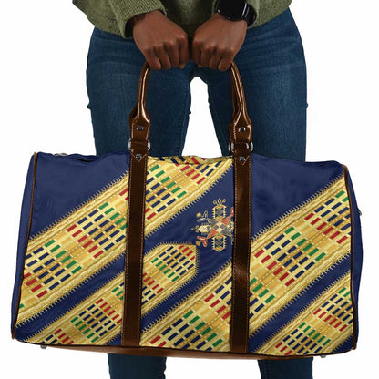 Habesha Kemis Inspired Tilet Pattern Travel Bag Royal Blue - Gold