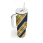 Habesha Kemis Inspired Tilet Pattern Tumbler With Handle Royal Blue - Gold