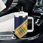 Habesha Kemis Inspired Tilet Pattern Tumbler With Handle Royal Blue - Gold