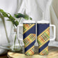 Habesha Kemis Inspired Tilet Pattern Tumbler With Handle Royal Blue - Gold