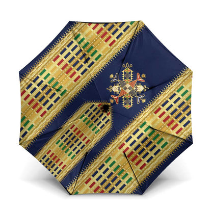 Habesha Kemis Inspired Tilet Pattern Umbrella Royal Blue - Gold