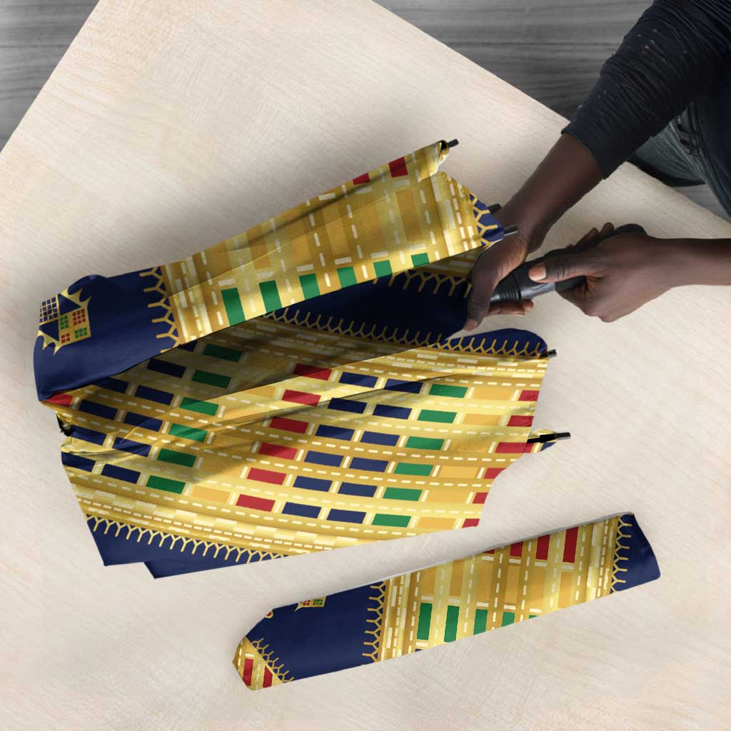 Habesha Kemis Inspired Tilet Pattern Umbrella Royal Blue - Gold