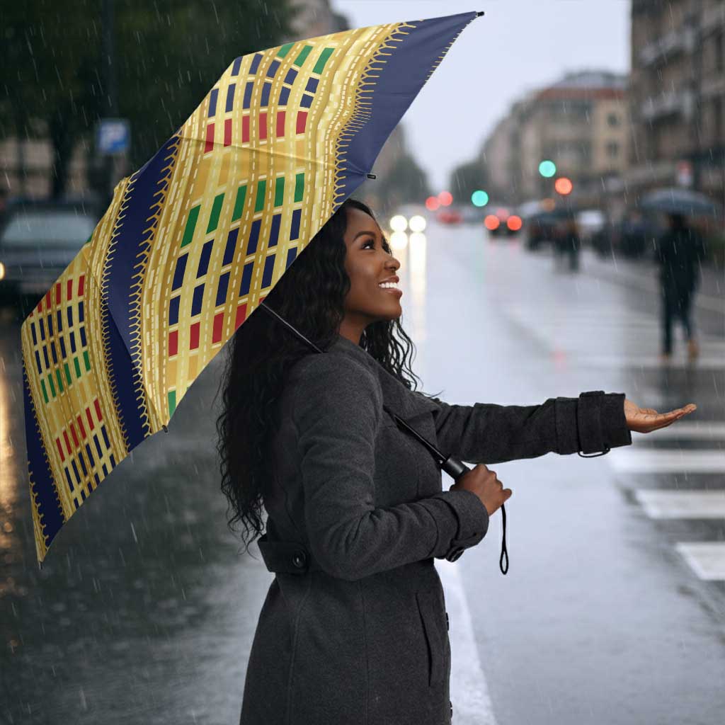 Habesha Kemis Inspired Tilet Pattern Umbrella Royal Blue - Gold