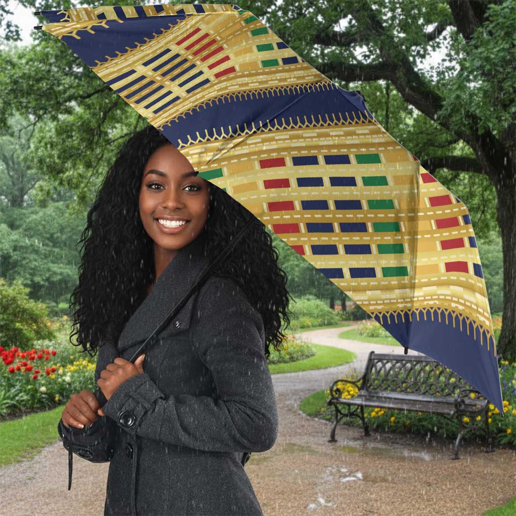 Habesha Kemis Inspired Tilet Pattern Umbrella Royal Blue - Gold