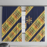 Habesha Kemis Inspired Tilet Pattern Window Curtain Royal Blue - Gold