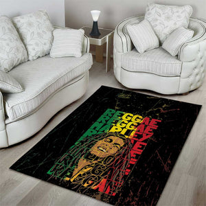 Reggae King Marley Area Rug Typeset Grunge Style