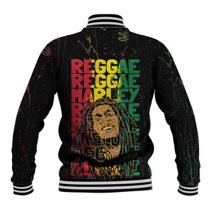 Reggae King Marley Baseball Jacket Typeset Grunge Style LT7