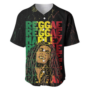 Reggae King Marley Baseball Jersey Typeset Grunge Style