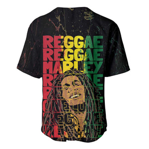 Reggae King Marley Baseball Jersey Typeset Grunge Style