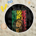 Reggae King Marley Beach Blanket Typeset Grunge Style