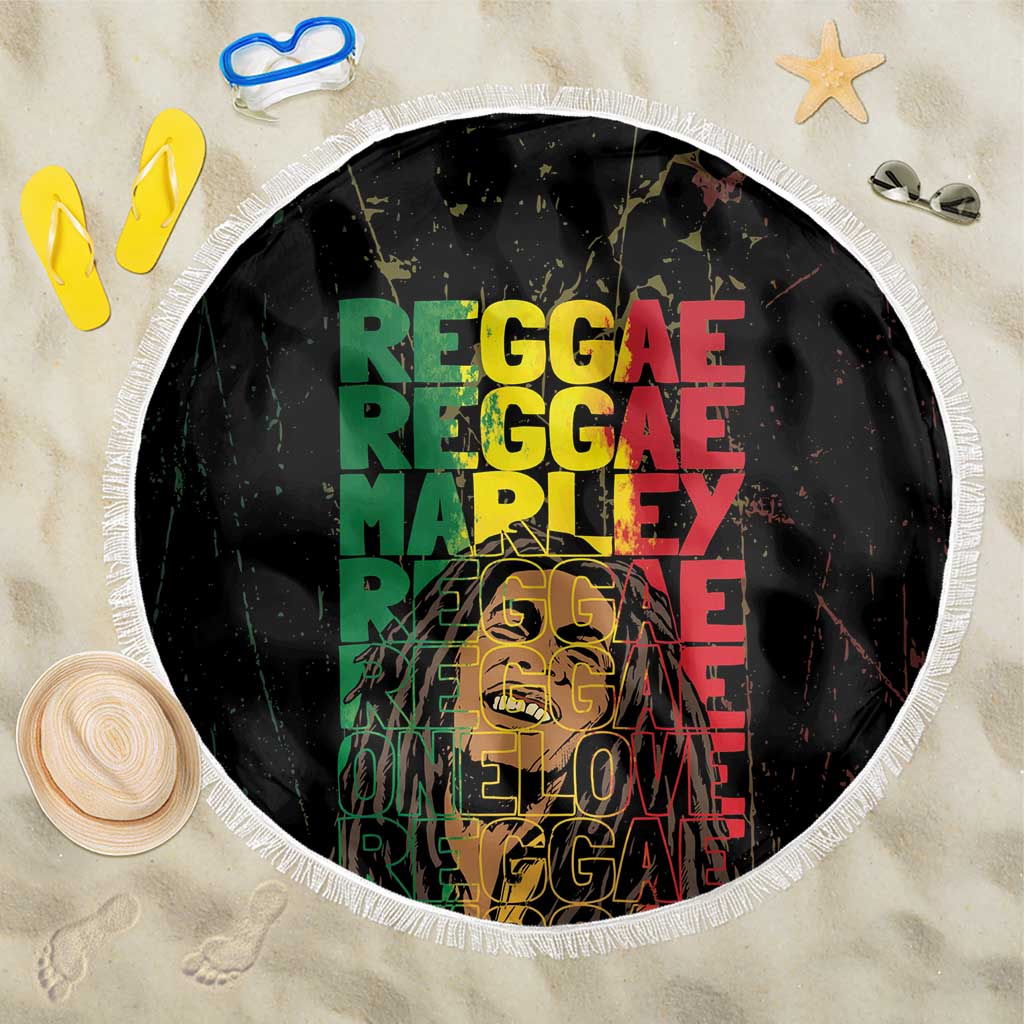 Reggae King Marley Beach Blanket Typeset Grunge Style