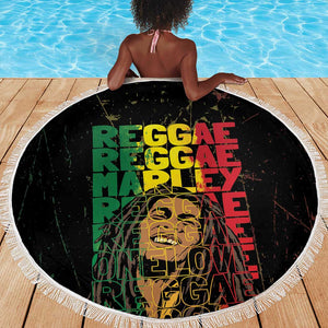 Reggae King Marley Beach Blanket Typeset Grunge Style