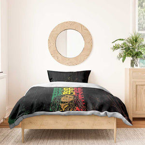 Reggae King Marley Bedding Set Typeset Grunge Style