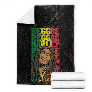 Reggae King Marley Blanket Typeset Grunge Style