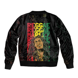 Reggae King Marley Bomber Jacket Typeset Grunge Style