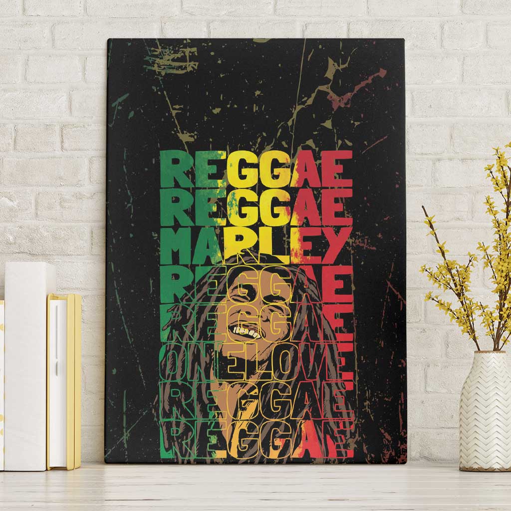 Reggae King Marley Canvas Wall Art Typeset Grunge Style