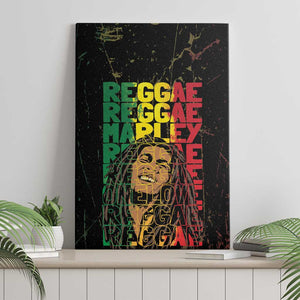 Reggae King Marley Canvas Wall Art Typeset Grunge Style