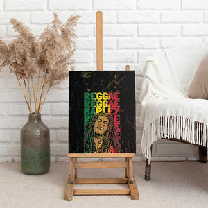 Reggae King Marley Canvas Wall Art Typeset Grunge Style