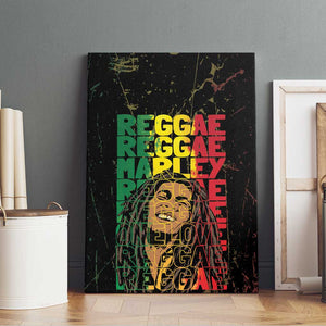 Reggae King Marley Canvas Wall Art Typeset Grunge Style