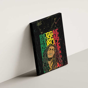 Reggae King Marley Canvas Wall Art Typeset Grunge Style