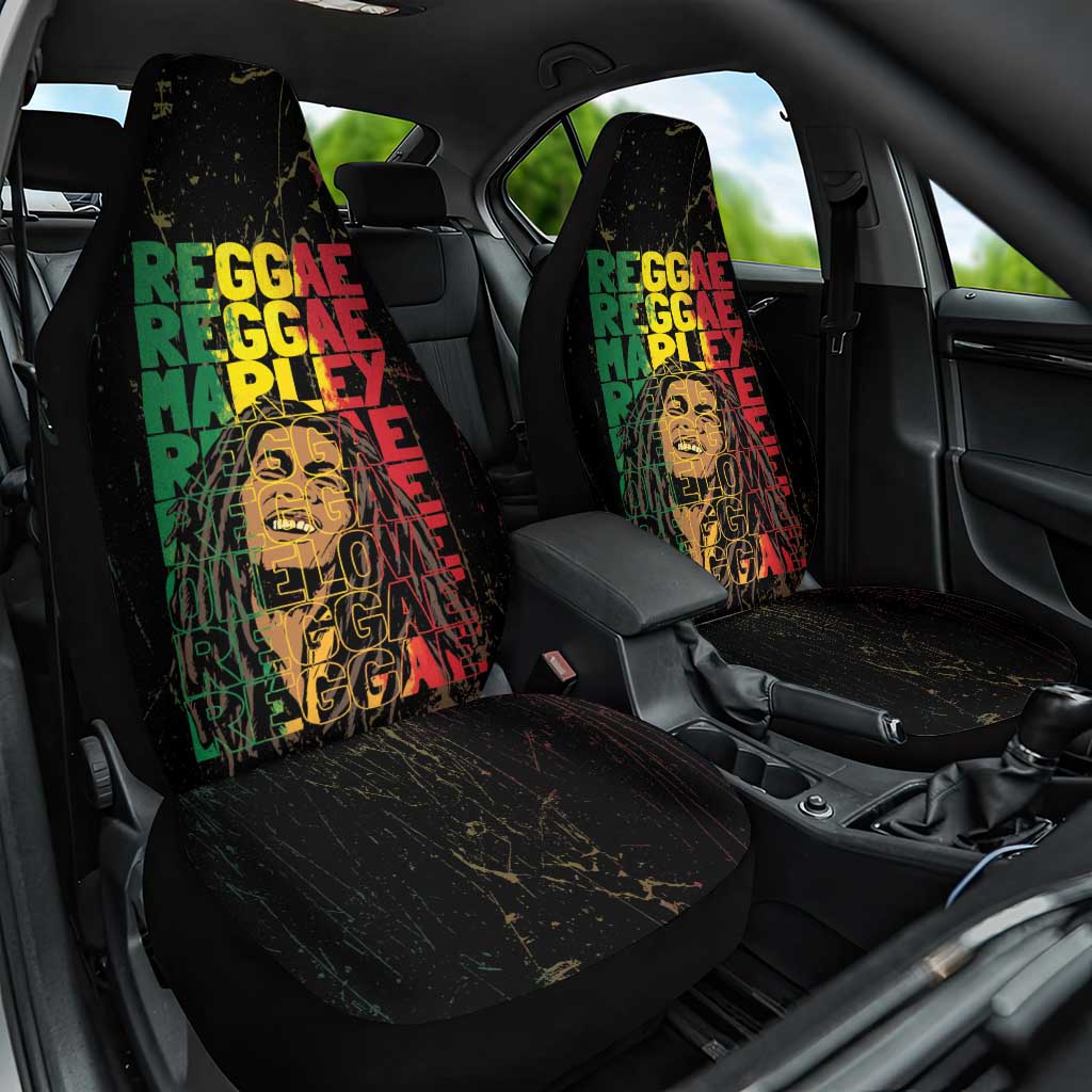 Reggae King Marley Car Seat Cover Typeset Grunge Style