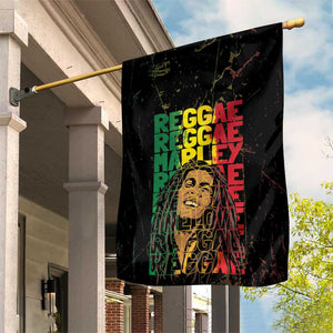 Reggae King Marley Garden Flag Typeset Grunge Style