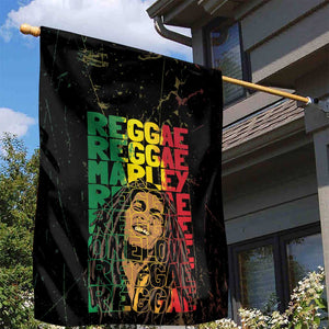 Reggae King Marley Garden Flag Typeset Grunge Style