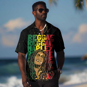 Reggae King Marley Hawaiian Shirt Typeset Grunge Style