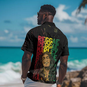 Reggae King Marley Hawaiian Shirt Typeset Grunge Style