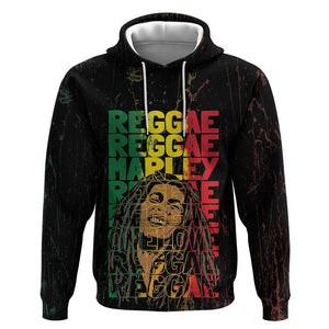 Reggae King Marley Hoodie Typeset Grunge Style