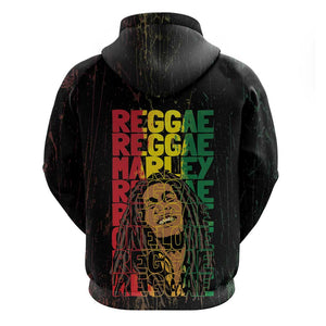 Reggae King Marley Hoodie Typeset Grunge Style