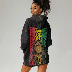 Reggae King Marley Hoodie Dress Typeset Grunge Style