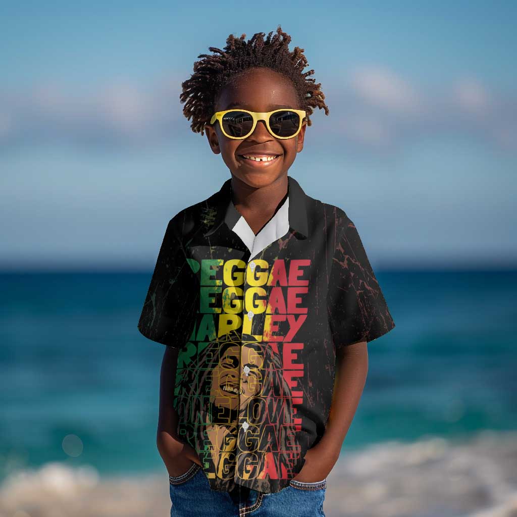 Reggae King Marley Kid Hawaiian Shirt Typeset Grunge Style