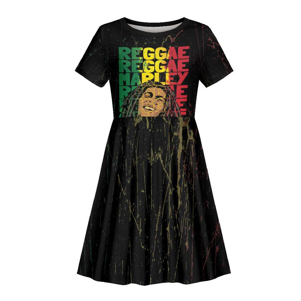 Reggae King Marley Kid Short Sleeve Dress Typeset Grunge Style